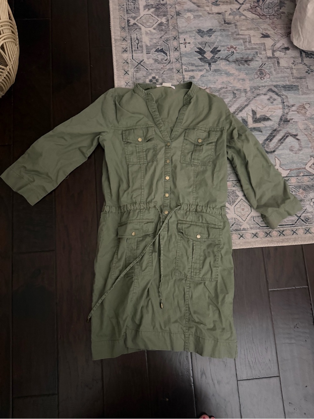 MICHAEL Michael Kors Olive Green Utility Shirt Dress size small